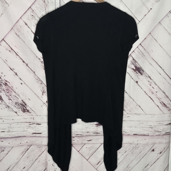 White House Black Market Short Sleeve Black Cardigan - Picture 2 of 3